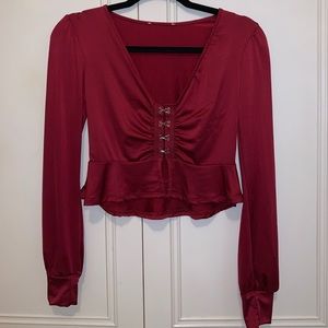 Satin red blouse